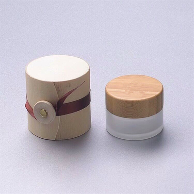 wholesale 15g  clear frosted bamboo glass cream cosmetic jar with PP inner nature bamboo lid