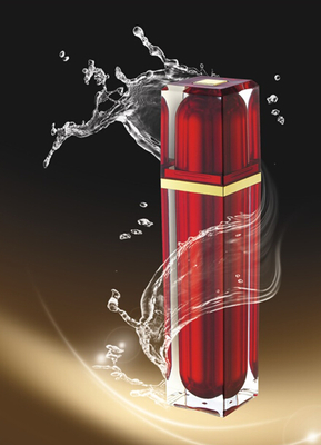 bouteille cosmétique en plastique rouge de double couche de 15ml 50ml 100ml de place de jet vide de lotion