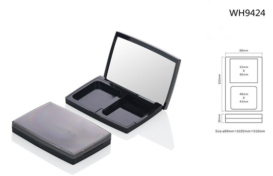 boîte compacte cosmétique de puissance de place en plastique avec le cas divisé avec 2 compartiments
