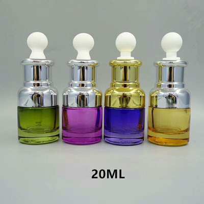 emballage cosmétique en verre en verre cosmétique de luxe de la bouteille 0.66oz d'or d'huile d'oeil du compte-gouttes 20ml