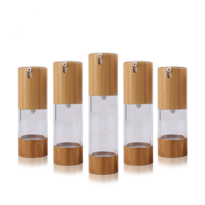 bouteille privée d'air en bambou de pompe de 15ml 30ml 50ml pour l'emballage cosmétique